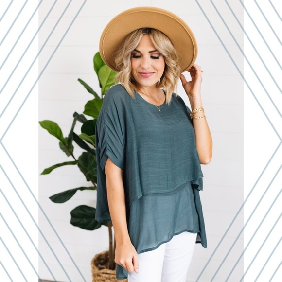 Umgee Tops - Teal Layered Tunic